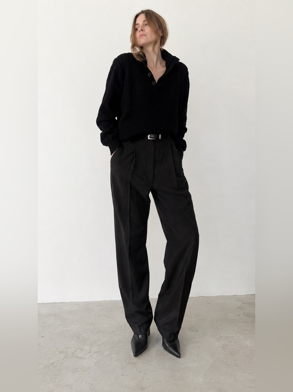 Oscar De La Renta Sherpa Collared Long Sleeve Vintage Knit Button Up Sweater